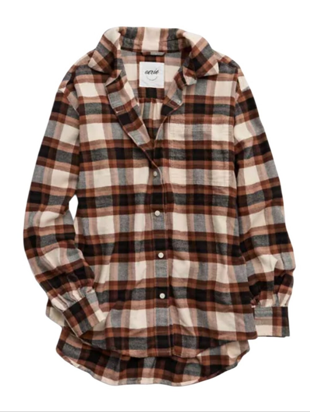 Aerie Men's Brown Plaid Flannel Shirt